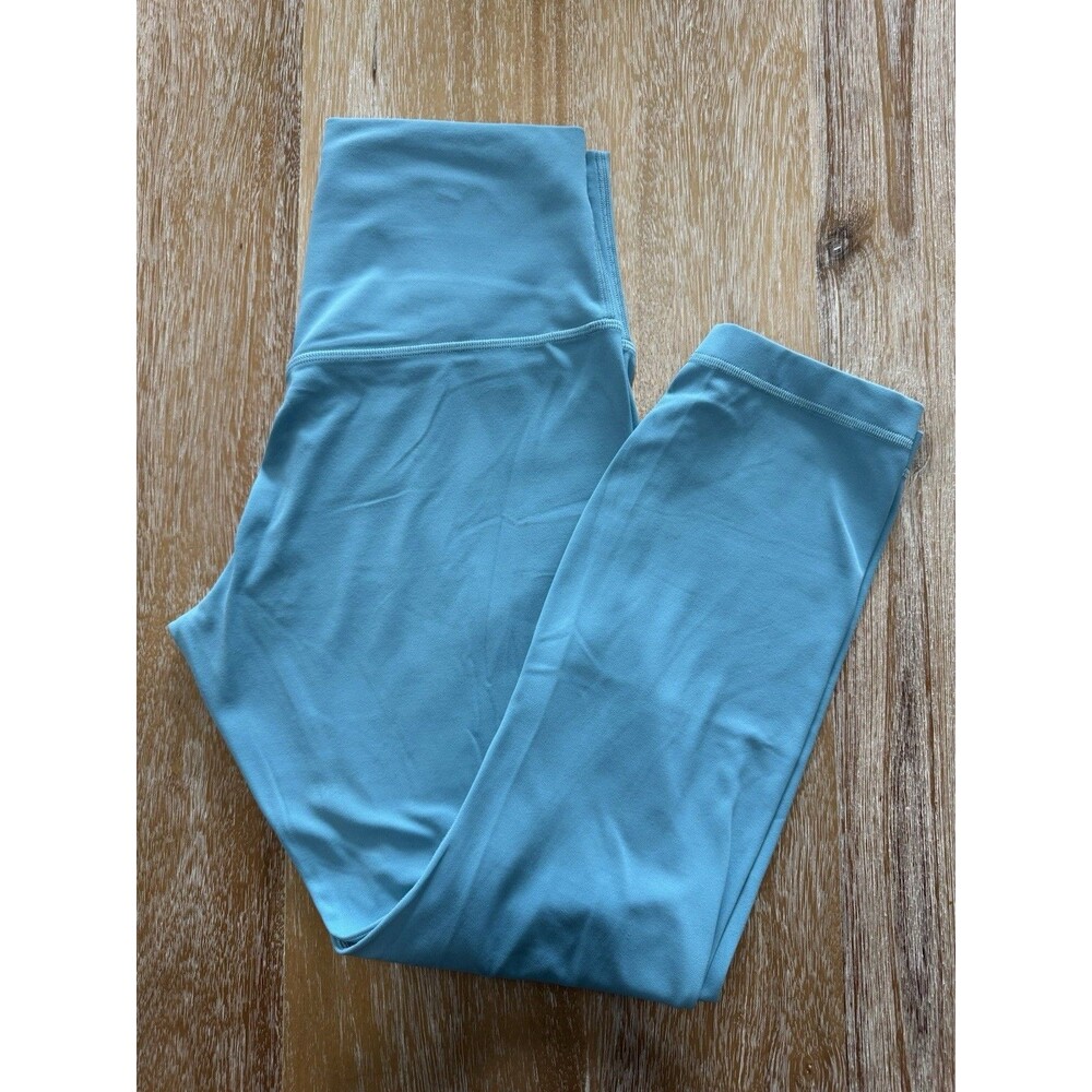 Lululemon Wunder Train High Rise Leggings Size 8 Teal Aqua Turquoise EUC 23.5”
